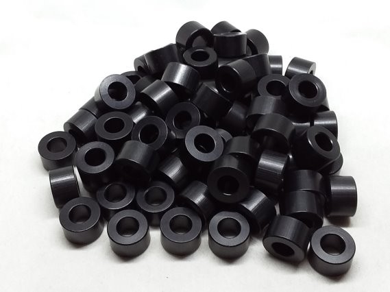 Aluminum Spacer 1/2 OD x 1/4 ID x 5/16 Long - Black Anodized 