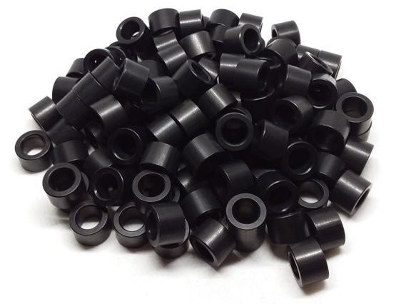 Aluminum Spacer 1/2 OD x 5/16 or 8mm ID x 11/32 Long - Black Anodized