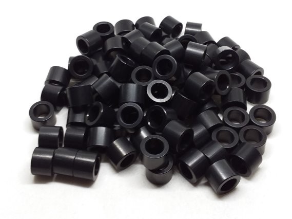 Aluminum Spacer 1/2 OD x 5/16 or 8mm ID x 3/8 Long - Black Anodized