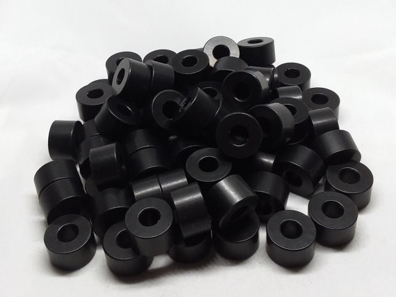 Aluminum Spacer 5/8 OD x 1/4 ID x 3/8 Long - Black Anodized