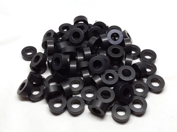 Aluminum Spacer 5/8 OD x 5/16 or 8mm ID x 1/4 Long - Black Anodized