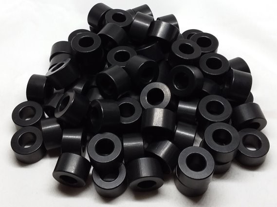 Aluminum Spacer 5/8 OD x 5/16 or 8mm ID x 3/8 Long - Black Anodized