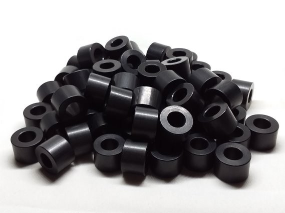 Aluminum Spacer 5/8 OD x 5/16 or 8mm ID x 7/16 Long - Black Anodized