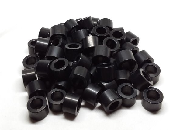 Aluminum Spacer 5/8 OD x 3/8 ID x 7/16 Long - Black Anodized