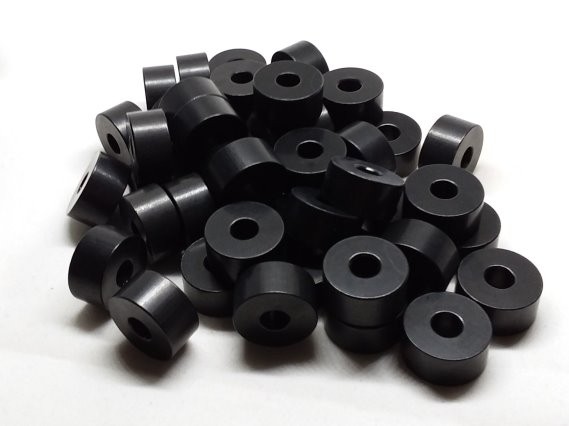 Aluminum Spacer 3/4 OD x 1/4 ID x 3/8 Long - Black Anodized