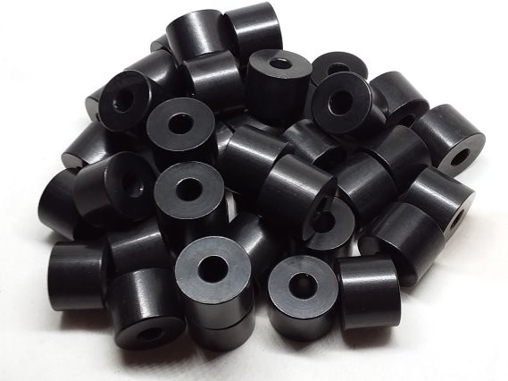 Aluminum Spacer 3/4 OD x 1/4 ID x 9/16 Long - Black Anodized 