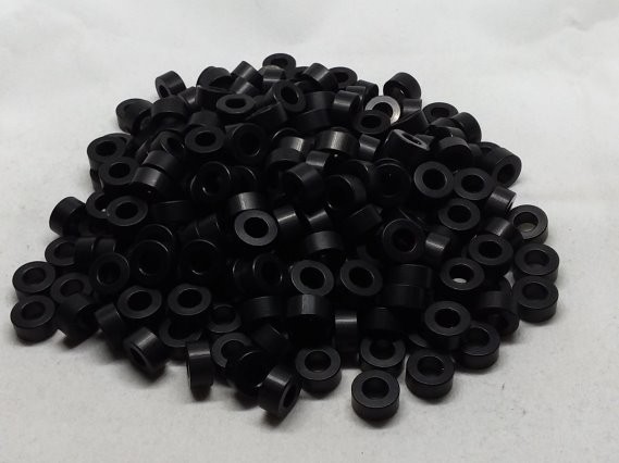 Aluminum Spacer 3/8 OD x #10 Hole x 3/16 Long - Black Anodized 
