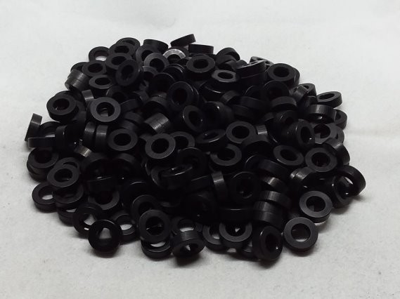 Aluminum Spacer 3/8 OD x #10 Hole x 1/8 Long - Black Anodized