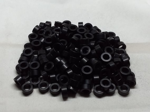 Aluminum Spacer 3/8 OD x #12 Hole x 3/16 Long - Black Anodized