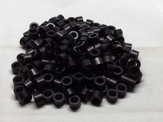 Aluminum Spacer 3/8 OD x #12 Hole x 1/4 Long - Black Anodized