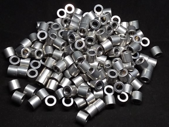 Aluminum Spacer 3/8 OD x #12 Hole x 21/64 Long