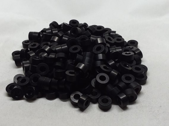 Aluminum Spacer 3/8 OD x #8 Hole x 3/16 Long - Black Anodized 