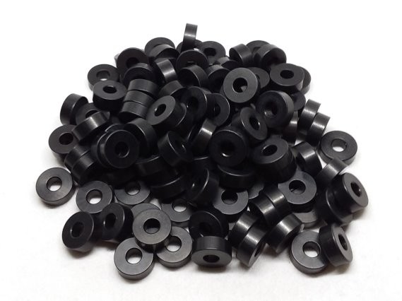 Aluminum Spacer 1/2 OD x #10 Hole x 3/16 Long - Black Anodized