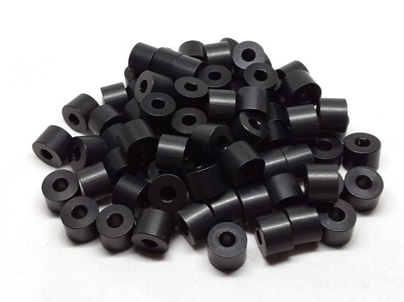 Aluminum Spacer 1/2 OD x #10 Hole x 3/8 Long - Black Anodized