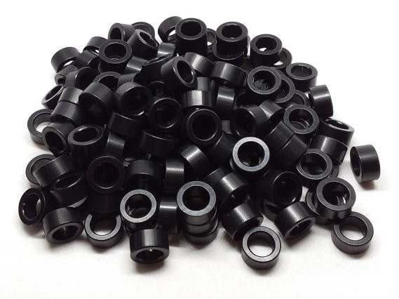 Aluminum Spacer 1/2 OD x 5/16 or 8mm ID x 1/4 Long - Black Anodized