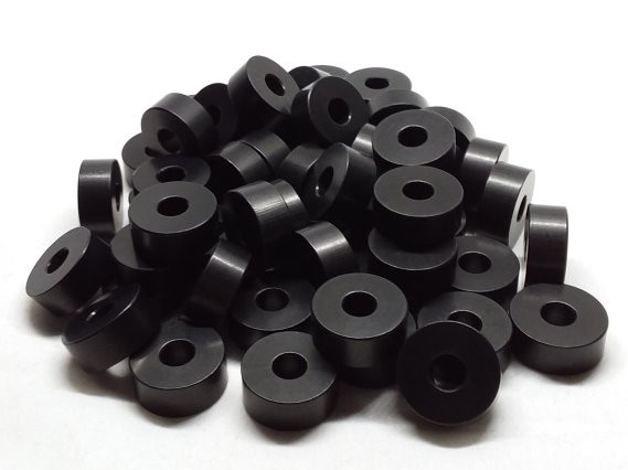 Aluminum Spacer 3/4 OD x 1/4 ID x 5/16 Long - Black Anodized