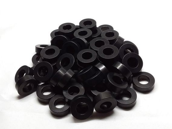 Aluminum Spacer 3/4 OD x #18 Hole x 1/4 Long - Black Anodized