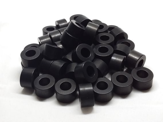 Aluminum Spacer 3/4 OD x #18 Hole x 7/16 Long - Black Anodized