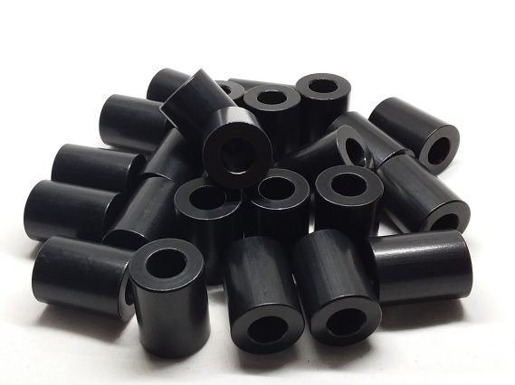 Aluminum Spacer 3/4 OD x #18 Hole x 1.000 Long - Black Anodized