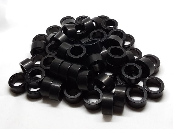 Aluminum Spacer 3/4 OD x #22 Hole x 3/8 Long - Black Anodized